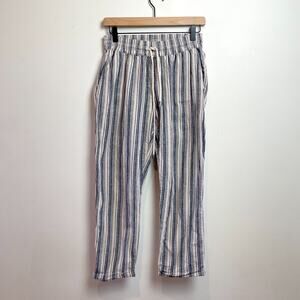 Striped Pull On Pants Medium Linen Cotton Coastal Minimalist Clean Girl Resort
